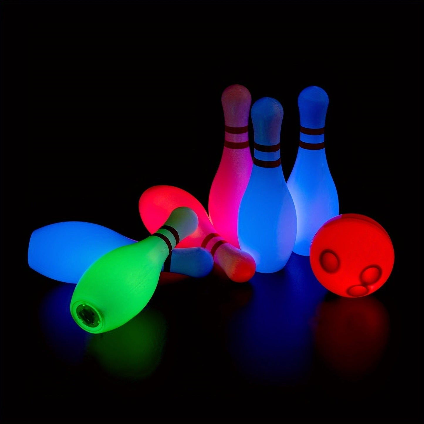 Light-Up Kids Bowling Set with 10 Pins & 2 Balls – Glowing Indoor Outdoor Bowling Game for Boys & Girls, 7.87-Inch Tall Pins