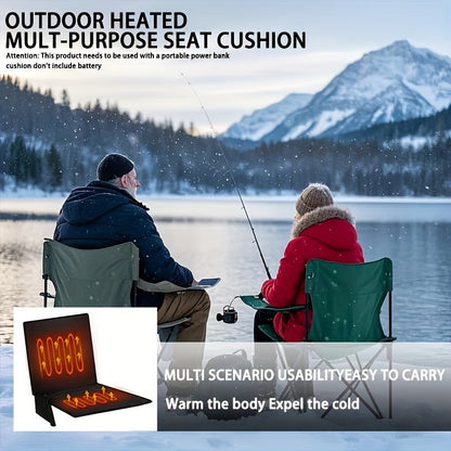 USB Heated Seat Cushion Foldable Heating Pad with 3 Adjustable Heat Modes – Portable Electric Warming Cushion for Stadium, Camping