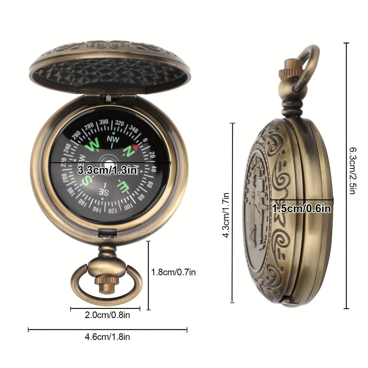 Vintage Pocket Compass Luminous Indicator – Compact Outdoor Navigation Tool for Hiking, Camping, Mountaineering & Adventures