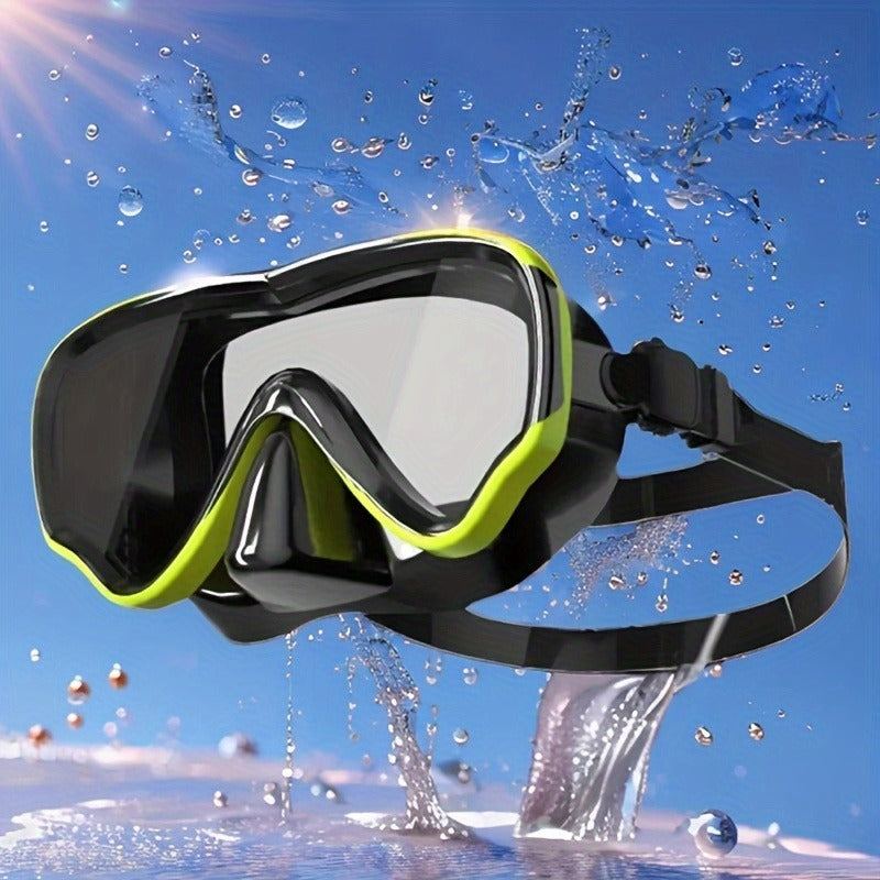 Panoramic HD Diving Mask Anti-Fog Tempered Glass Snorkel Mask with Nose Cover for Adults Youth Scuba Diving Snorkeling Swimming Pink Blue