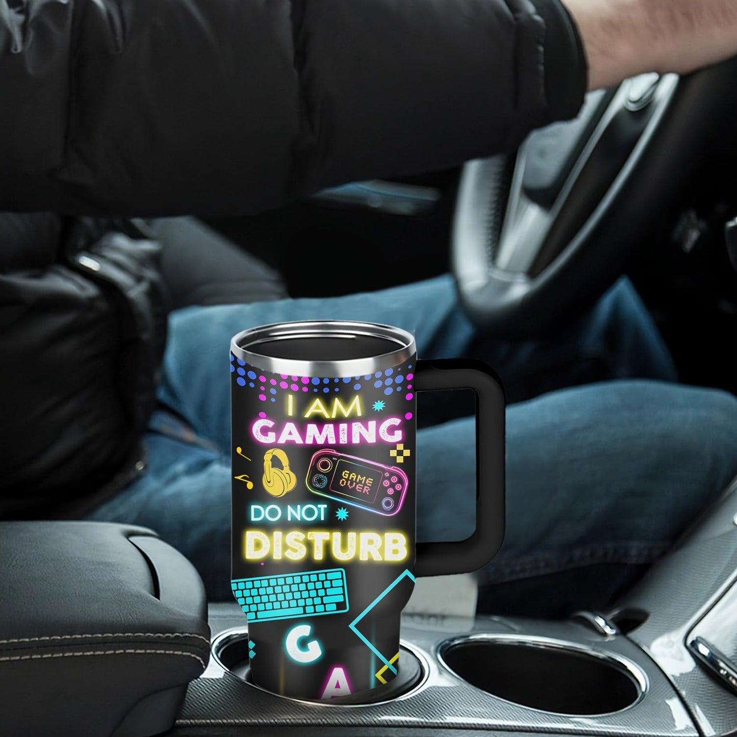 Gamer Tumbler 40oz with Lid & Straw – Insulated Gaming Cup Gift for Men, Boys & Teen Gamers – Double Wall Vacuum Tumbler for Hot & Cold