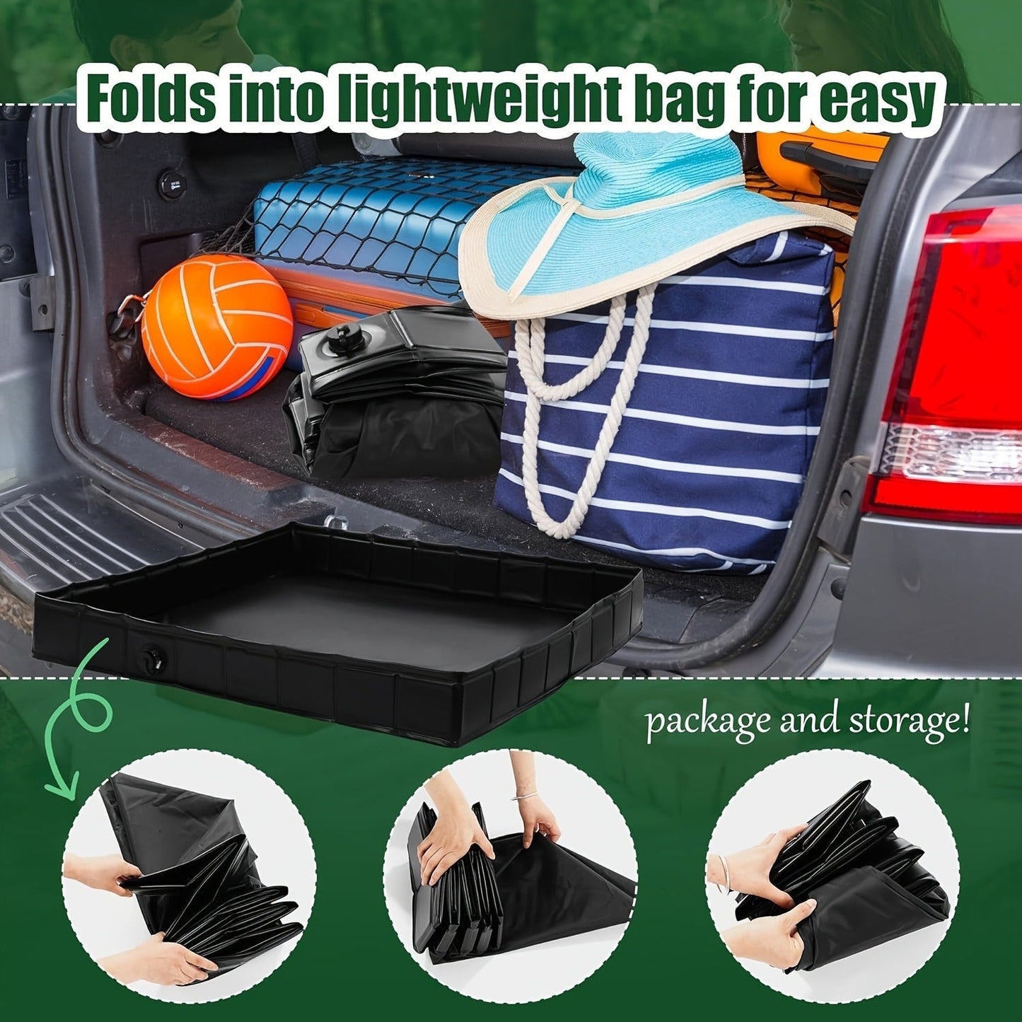 Foldable Shower Base 41"x41" Portable Shower Pan with Drain Pipe – Collapsible Shower Basin for Camping Tent, Indoor & Outdoor Use, Black