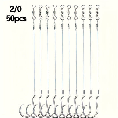 Circle Hooks 50pcs – Octopus Offset Steel Fishing Hooks for Catfish, Bass, Saltwater & Freshwater, Size 1/0 to 7/0