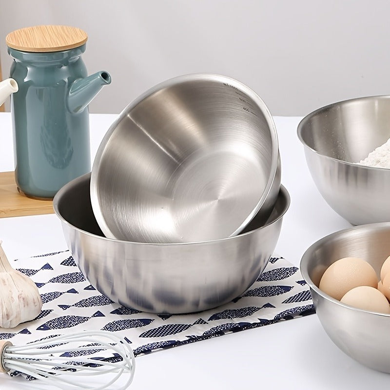 Three-Piece Nesting Mixing Bowl Set with 21, 23 and 26 cm Diameters for Baking and Food Preparation