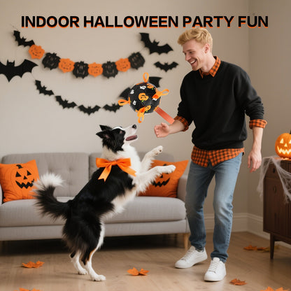 Halloween Dog Ball Toy with Pump – Football Shaped Chew Ball for Dogs, Pumpkin Ghost Design, Durable Rubber Fetch Toy