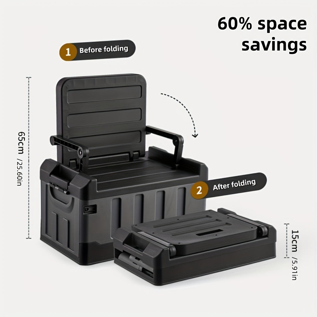 Camping Storage Box Chair with Folding 23.43-Inch Base, Raised Backrest and Five Color or Liner Options