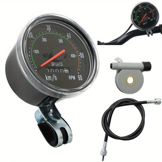 Bicycle Speedometer Classic Chrome Bezel Kit – Black, Left/Right Mountable, Fits 26/27.5/28/29 Inch Handlebars, General Bike & Exercycle