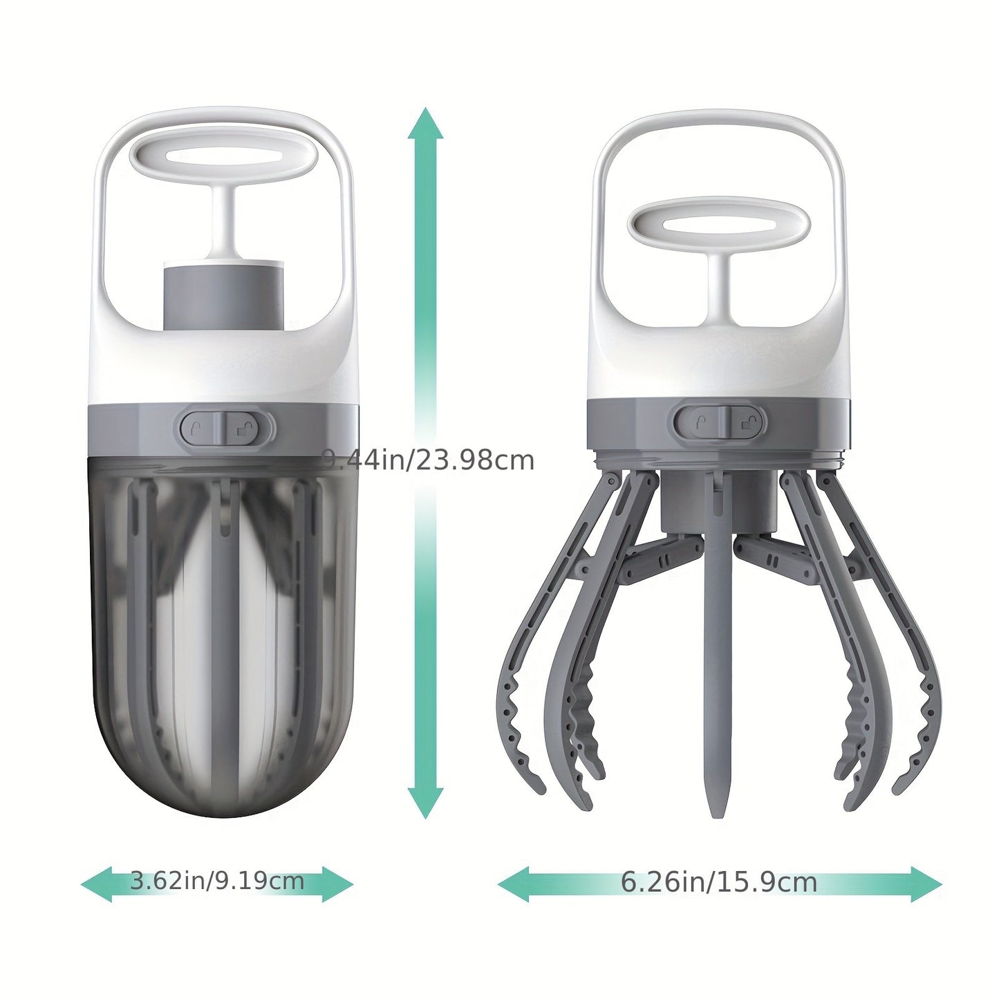 Dog Pooper Scooper No-Touch 2-in-1 with 75 Waste Bags & Wide Claw Attachment – Portable Hands-Free Hygienic Waste Pick-Up System