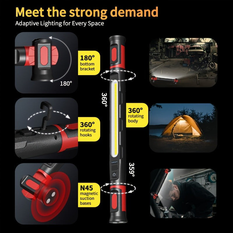 Long Bar Mechanic Work Light with Magnetic Base, Swivel Hooks and One- or Two-Piece Checkout Options