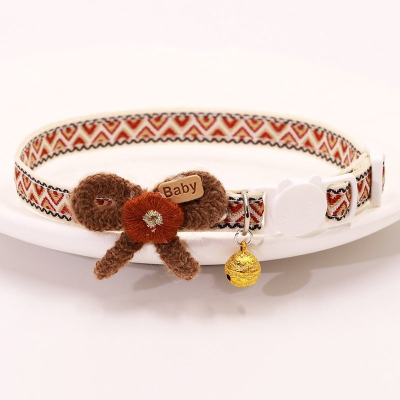 Cat Collar Set 6 Pack Decorative with Bow Lace Bells & Hanging Beads, Safety Breakaway Buckle Anti-Choke Cat Necklace Collar