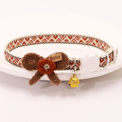 Cat Collar Set 6 Pack Decorative with Bow Lace Bells & Hanging Beads, Safety Breakaway Buckle Anti-Choke Cat Necklace Collar