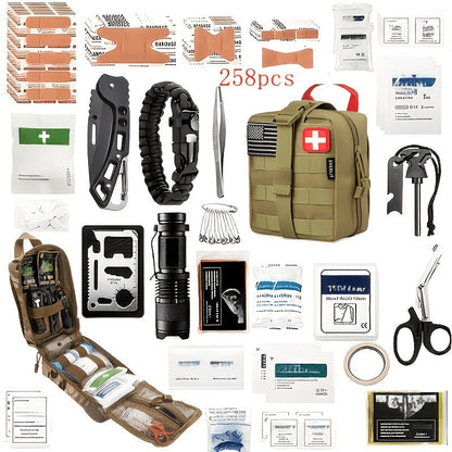 Outdoor Survival Gear Set 11/13/258-Piece – Professional Emergency Kit with Fire Starter & Compass | Multi-Tool Outdoor Equipment