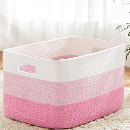 Storage Bag, Open-Top Woven Organizer in 30L, 65L or 100L with Handles and Black, Pink, Gray or Blue Options