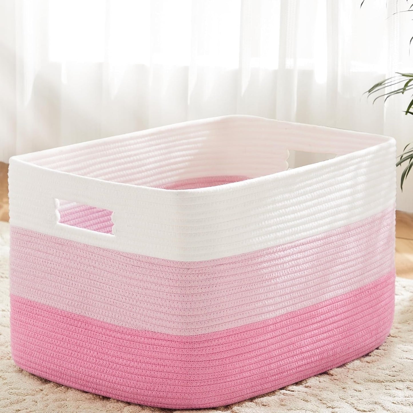 Storage Bag, Open-Top Woven Organizer in 30L, 65L or 100L with Handles and Black, Pink, Gray or Blue Options