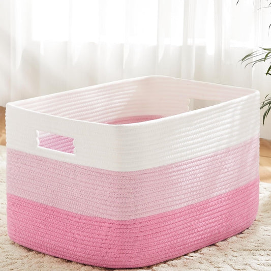 Storage Bag, Open-Top Woven Organizer in 30L, 65L or 100L with Handles and Black, Pink, Gray or Blue Options