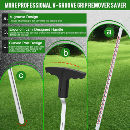 V-Groove Golf Grip Removal Tool High Carbon Steel T-Handle Grip Remover Saver 11 Inch Regripping Tool for Golf Club Shaft Grip Replacement