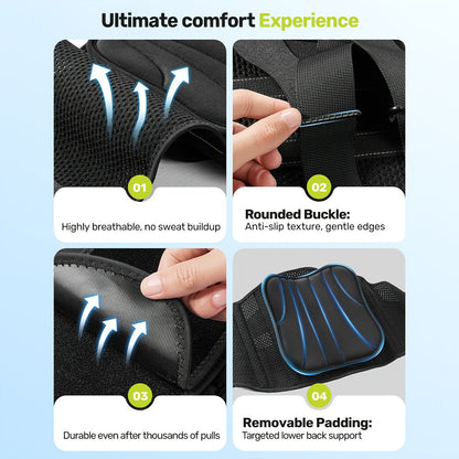Lumbar Support Belt for Men & Women – Breathable Mesh Back Brace with 7 Stays & Integrated Lumbar Pad, Adjustable Lower Back Support