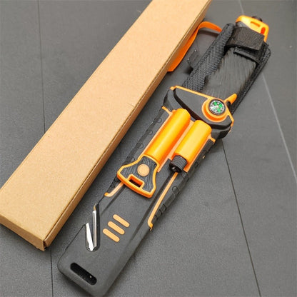 Fixed Blade Outdoor Camping Knife 9.64 Inch Stainless Steel, Survival Hunting Knife with Flint Fire Starter Night Light Sharpener Safety