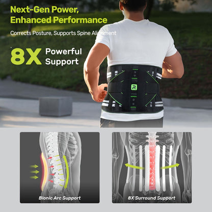 Lumbar Support Back Brace with Massage Pad for Men Women Breathable Lower Back Support Belt Adjustable Strap Pain Relief Posture Corrector