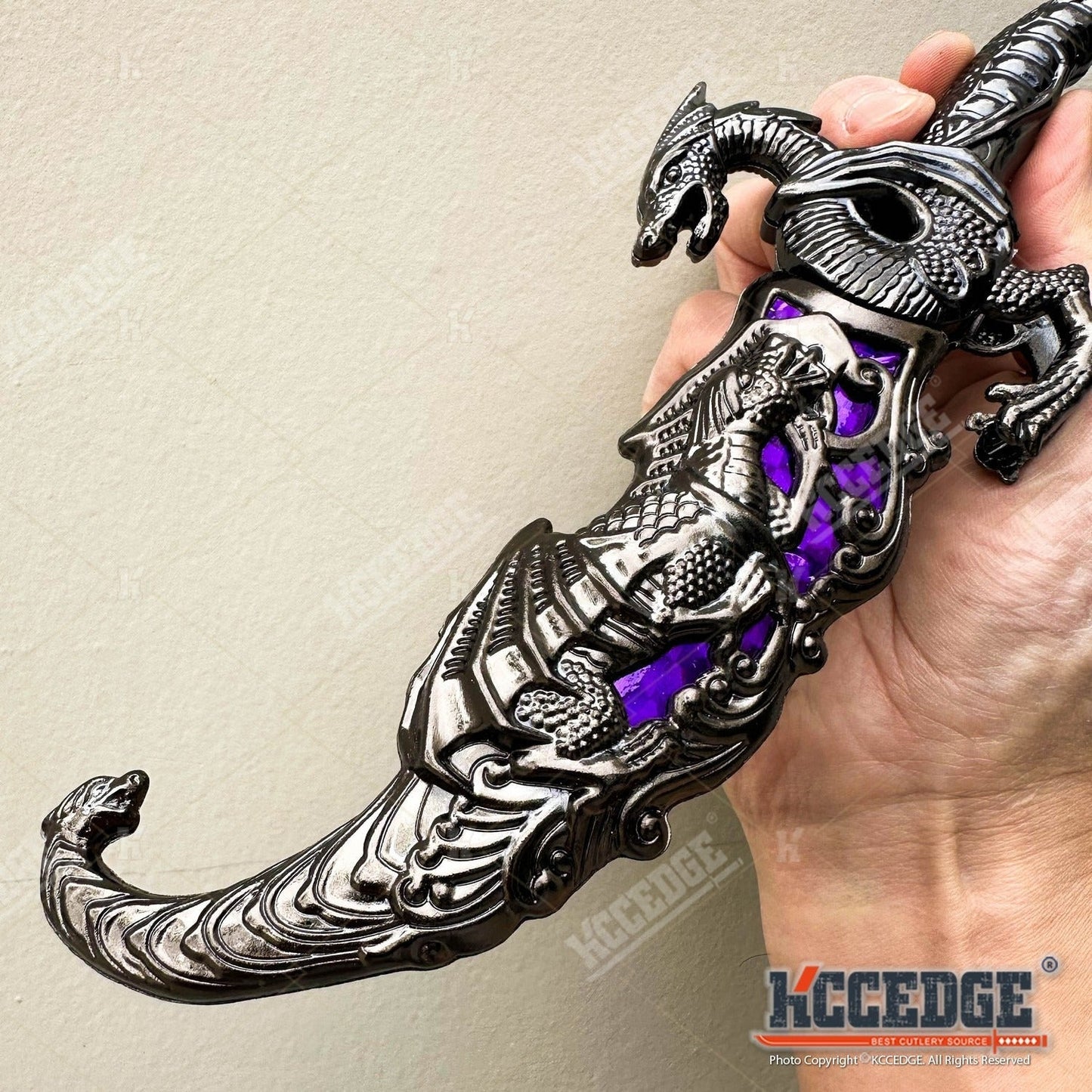 Medieval Fantasy Fixed Blade Knife with Scabbard – 9" Dragon Cosplay Collectible Dagger, 440 Stainless Steel