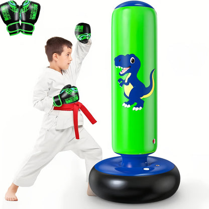 Kids Inflatable Punching Bag 48 Inch Dinosaur Bop Bag Toy for Boys Girls Ages 3-12 Boxing Training Karate Practice Gift