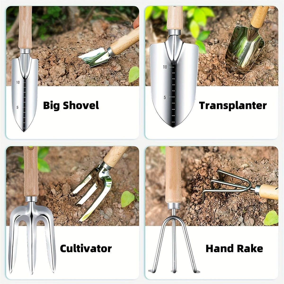 Gardening Kit 9-Piece with Gloves & Carry Bag | Heavy Duty Rust-Resistant Garden Tool Set Trowel Weeder Pruner Rake | Planting Gift