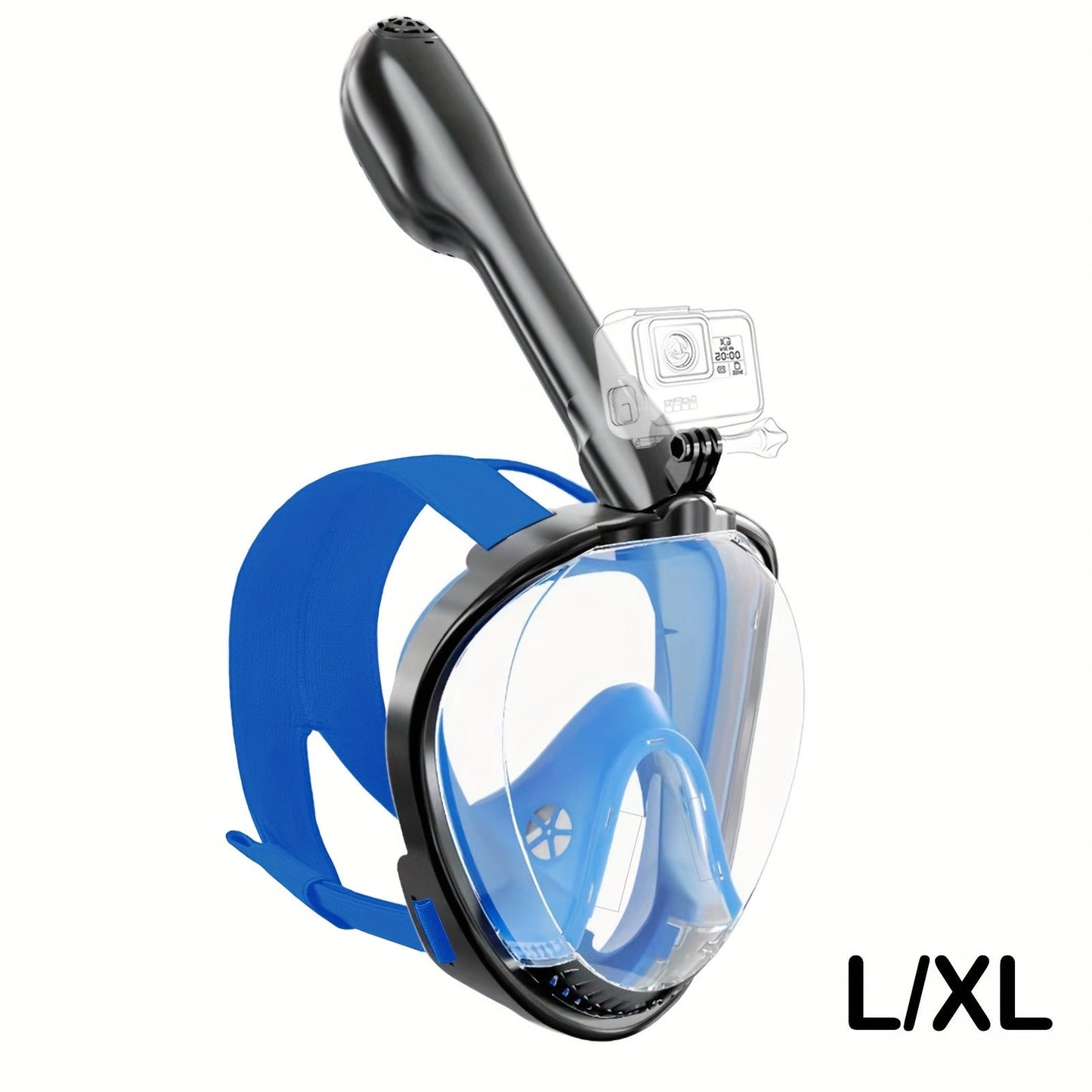180° Full Face Snorkel Mask with Camera Mount Dry Top System – Foldable Panoramic Snorkeling Mask Leak-Proof Fog-Proof Safe Breathing