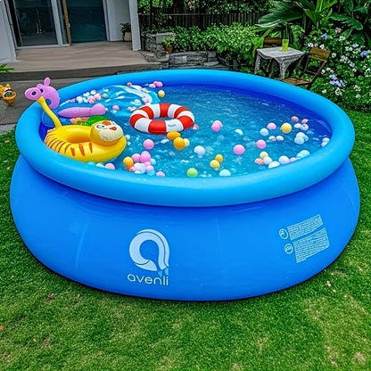 Round Inflatable Swimming Pool 10FT 12FT Circular Above Ground Family Pool Puncture-Resistant Quick for Garden, Patio and Yard Use