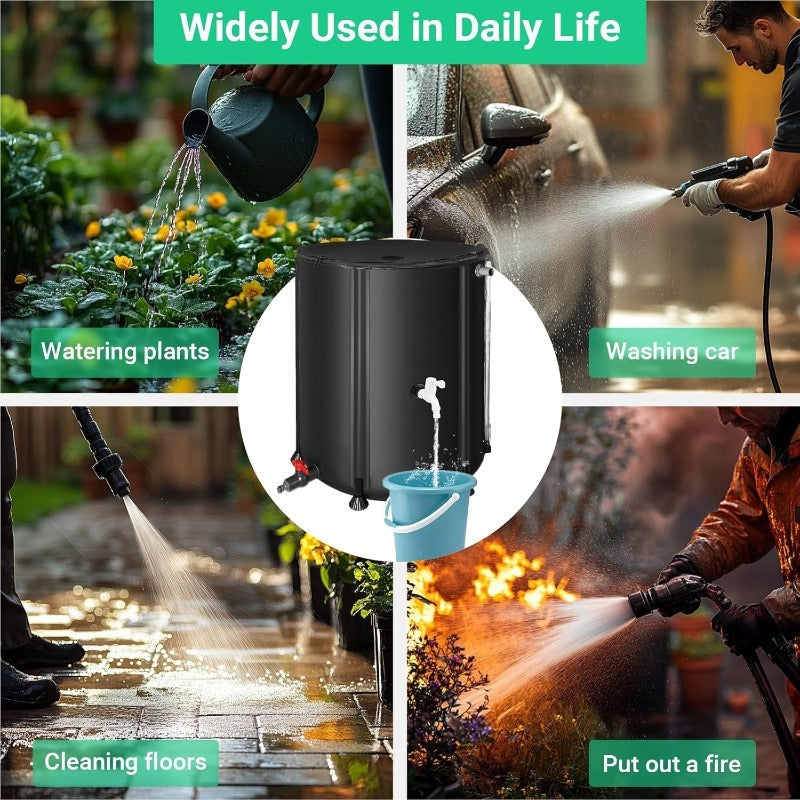 Collapsible Water Tank Large Capacity – Foldable Rainwater Collection System, Drinking Water Safe, 52 to 200 Gallon Options for Irrigation