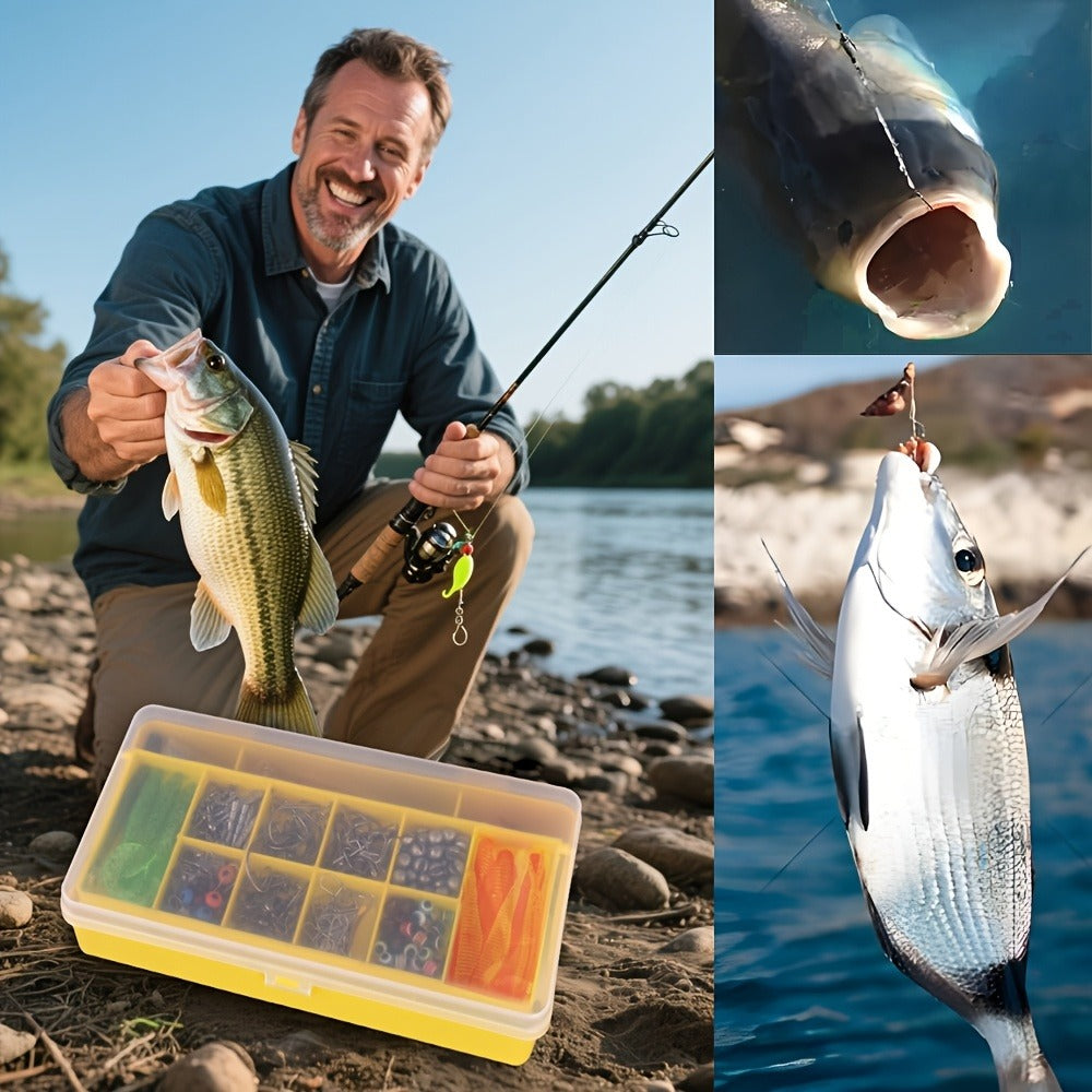 Fishing Lures Kit 78/106/188/361pcs Complete Freshwater Tackle Set with Spoon Lures Soft Plastic Worms Crankbaits Jig Hooks Tackle Box