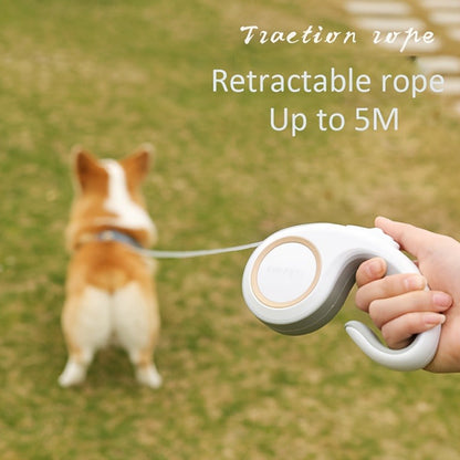 Retractable Dog Leash with 16-Foot Tape, One-Button Lock and Six Champagne, White or Blue Size Options