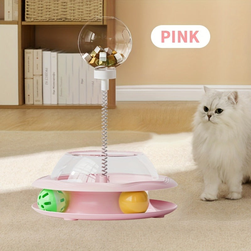Cat Puzzle Toy Spinning Wheel with Food Spill Feeder – Interactive Rotating Excavating Toy for Indoor Cats & Kittens