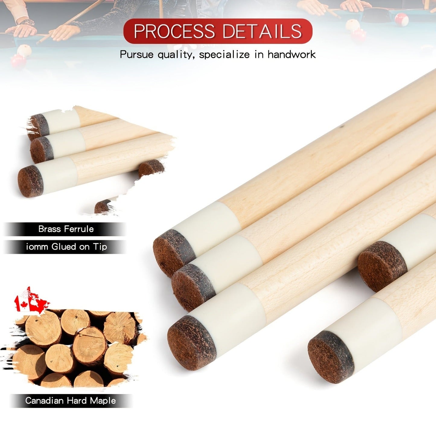 Vintage Maple Pool Cue Stick 58 Inch 20oz – Classic Retro Design Billiard Cue with 3 Style Options – Perfect Gift for Dad