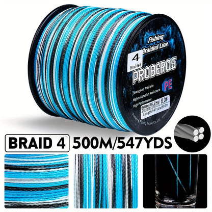 Braided Fishing Line 4 Strand 500M/547Yds – Abrasion Resistant Zero Stretch Superline 6LB-80LB, Multi-Color, Gray/Green/Camo
