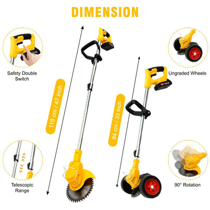 Cordless Weed Trimmer & Edger, 21V 3-in-1 Brush Cutter with 2 Batteries, Adjustable Head for Lawn