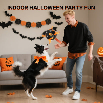 Dog Toy Halloween Pumpkin-Ghost Football with Pump, Strap and 6 or 7.28-Inch Size Options for Dogs