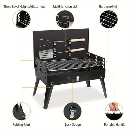 Charcoal Grill Portable BBQ with Hood – Foldable Compact Outdoor Barbecue Grill for Camping Tailgating Picnic Backyard Cookouts |