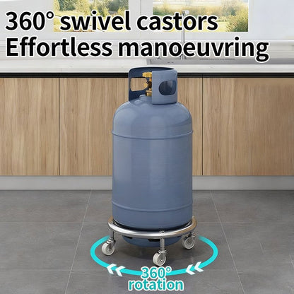 Propane Tank Dolly with 4 Locking Wheels, Gas Cylinder Cart & Movable Base for Tanks, Garden Pots & Storage