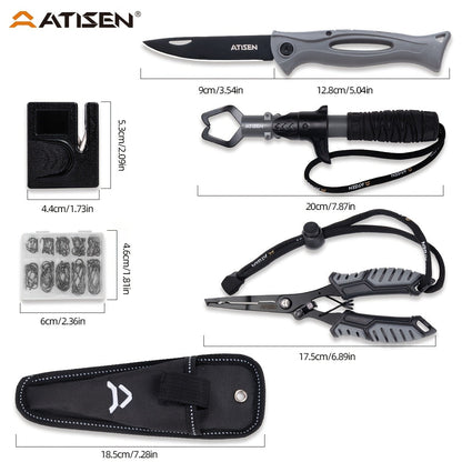 Fishing Knife Set 106PCS – Bait Knife, Luya Tongs, Knife Sharpener, Fishing Line Clippers & Anti-Loss Stretch Rope