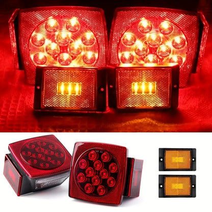 LED Trailer Light Kit 12V Submersible – Utility Trailer Lights for Boat, RV & Truck Under 80", Complete Wiring Harness