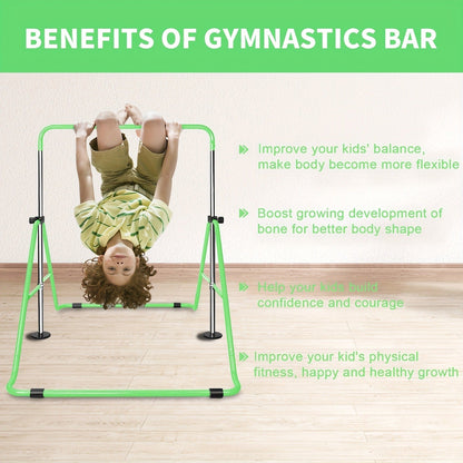 Adjustable Gymnastics Pull-Up Bar for Kids & Teenagers – Height Adjustable Horizontal Bar for Indoor Outdoor Home Use