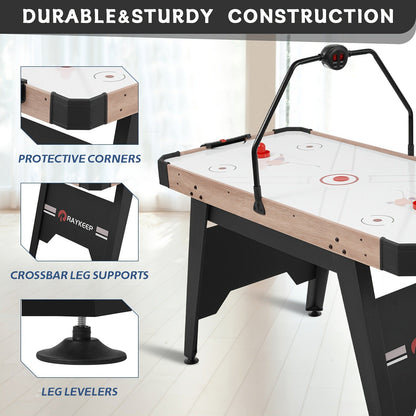 54 Inch Air Hockey Table with LED Scorer – Indoor Arcade Hockey Game Set with 2 Pucks & 2 Pushers, Portable Sports Gaming Table for Game