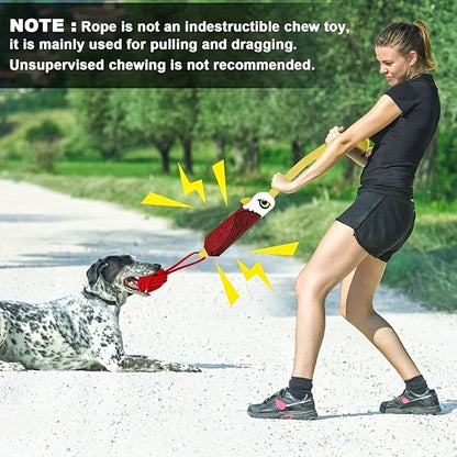 Dog Tug Rope Toy with Knotted Ball & Squeaker Interactive Tug-of-War Chew Toy for Medium Large Dogs – Training Rope Ball Toy in Corn Eagle