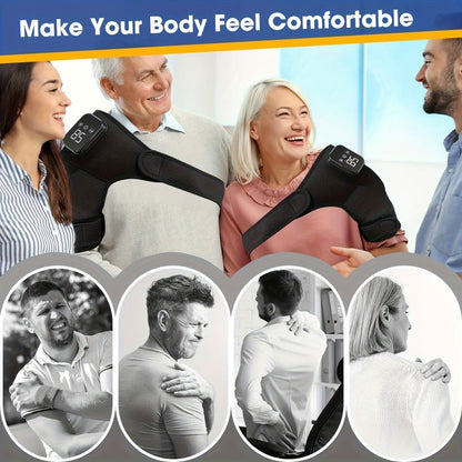 Cordless Heated Shoulder Massager with Vibration – 3 Heat Levels & 3 Vibration Intensities Electric Heating Pad for Shoulder