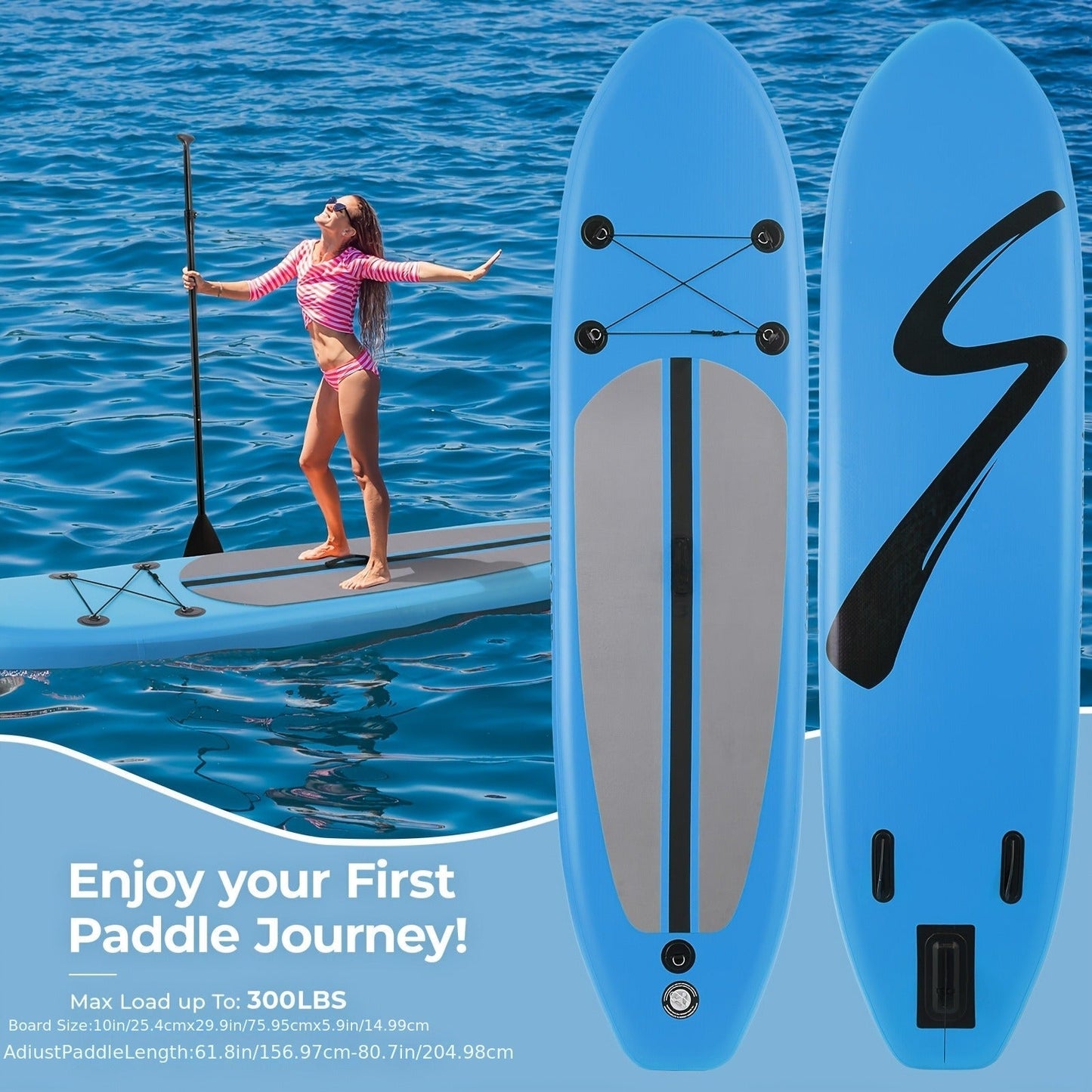 Inflatable Stand-Up Paddle Board in 10, 11 or 12-Foot Lengths with Five Colors and Three-Fin Layout