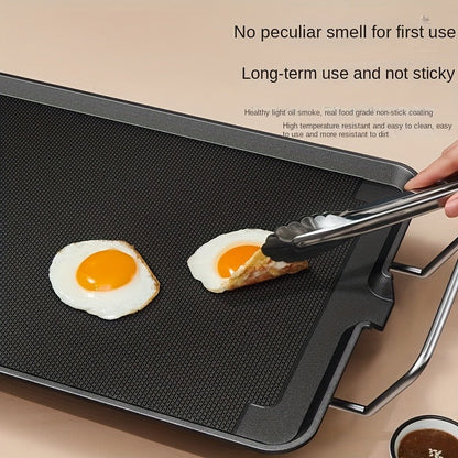 Electric Griddle 1500W Non-Stick Oblong Baking Pan 5-Speed Temperature Control Smokeless Indoor Grill for Eggs Vegetables BBQ Black