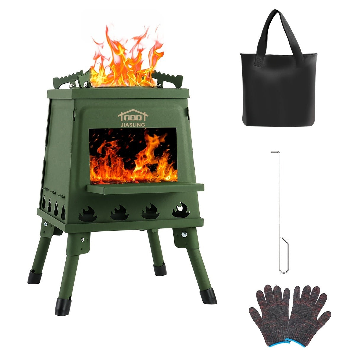 Foldable Wood Burning Camp Stove, Portable Outdoor Cooking Rocket Stove for Camping, Hiking, Picnics, BBQ & Travel