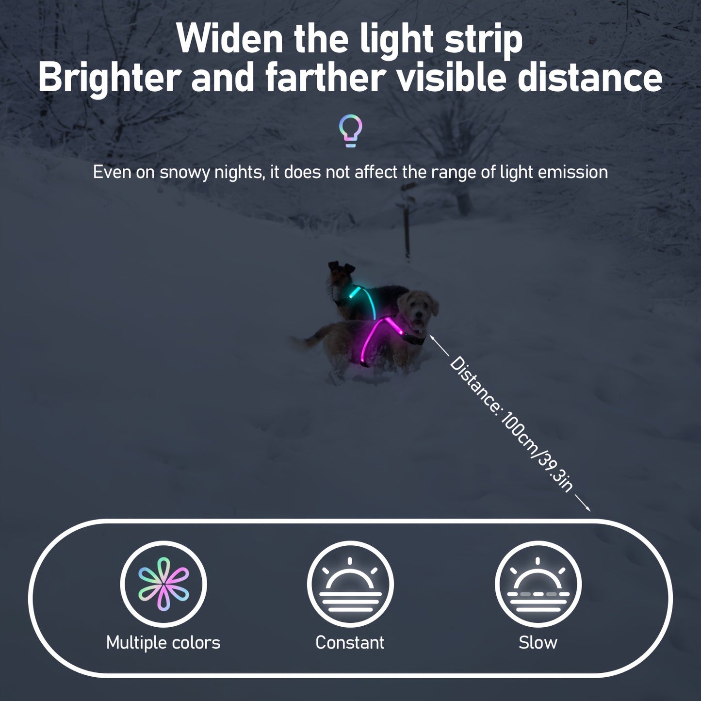 LED Dog Safety Vest USB Rechargeable 8 Color Flashing Light Night Visibility Harness for Medium Large Dogs Reflective Pet Walking Vest