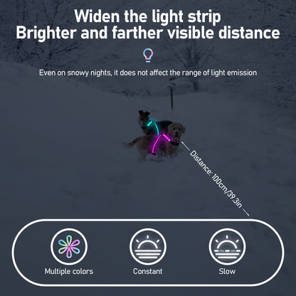LED Dog Safety Vest USB Rechargeable 8 Color Flashing Light Night Visibility Harness for Medium Large Dogs Reflective Pet Walking Vest