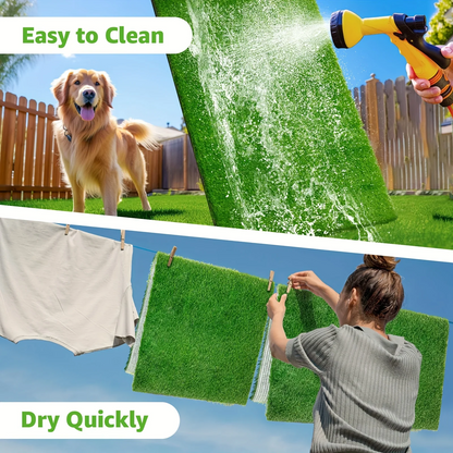 Dog Potty Training Grass Mat – 2 Pack Washable Artificial Turf Pad with Odor Control & Drainage, Reusable Indoor Outdoor Pet Pee Mat